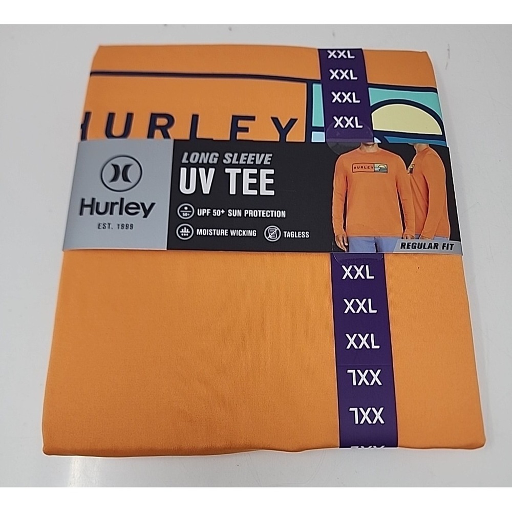 Hurley Men's Sunny Side Hybrid Stretch Tagless UV T-Shirt 2XL Nectarine Fishing